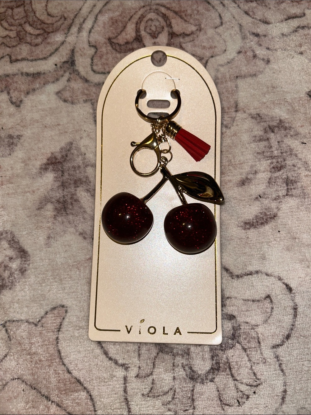 Red Cherry Keychain with Tassel